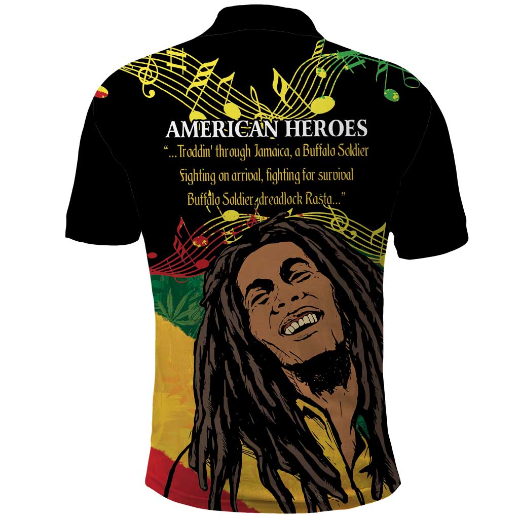 Afro Legend Bob Buffalo Soldier Polo Shirt American Heroes Reggae Style