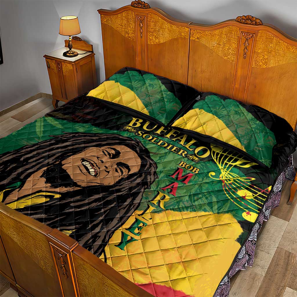 Afro Legend Bob Buffalo Soldier Quilt Bed Set American Heroes Reggae Style