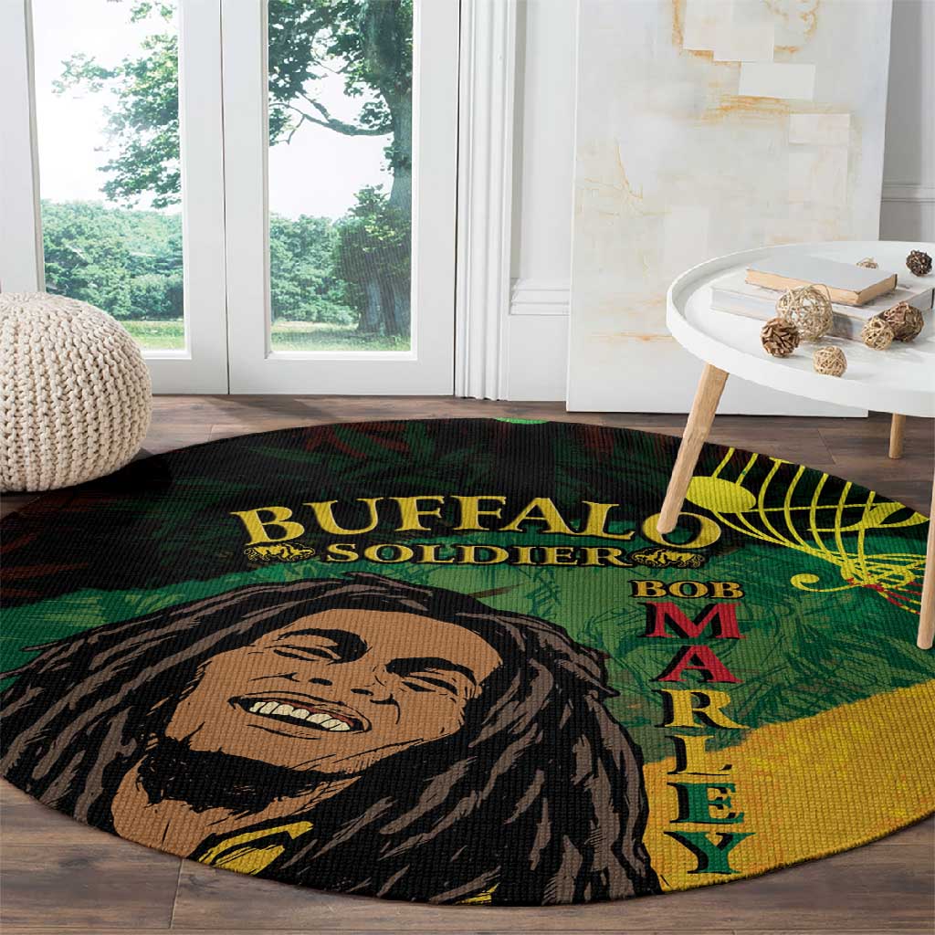 Afro Legend Bob Buffalo Soldier Round Carpet American Heroes Reggae Style