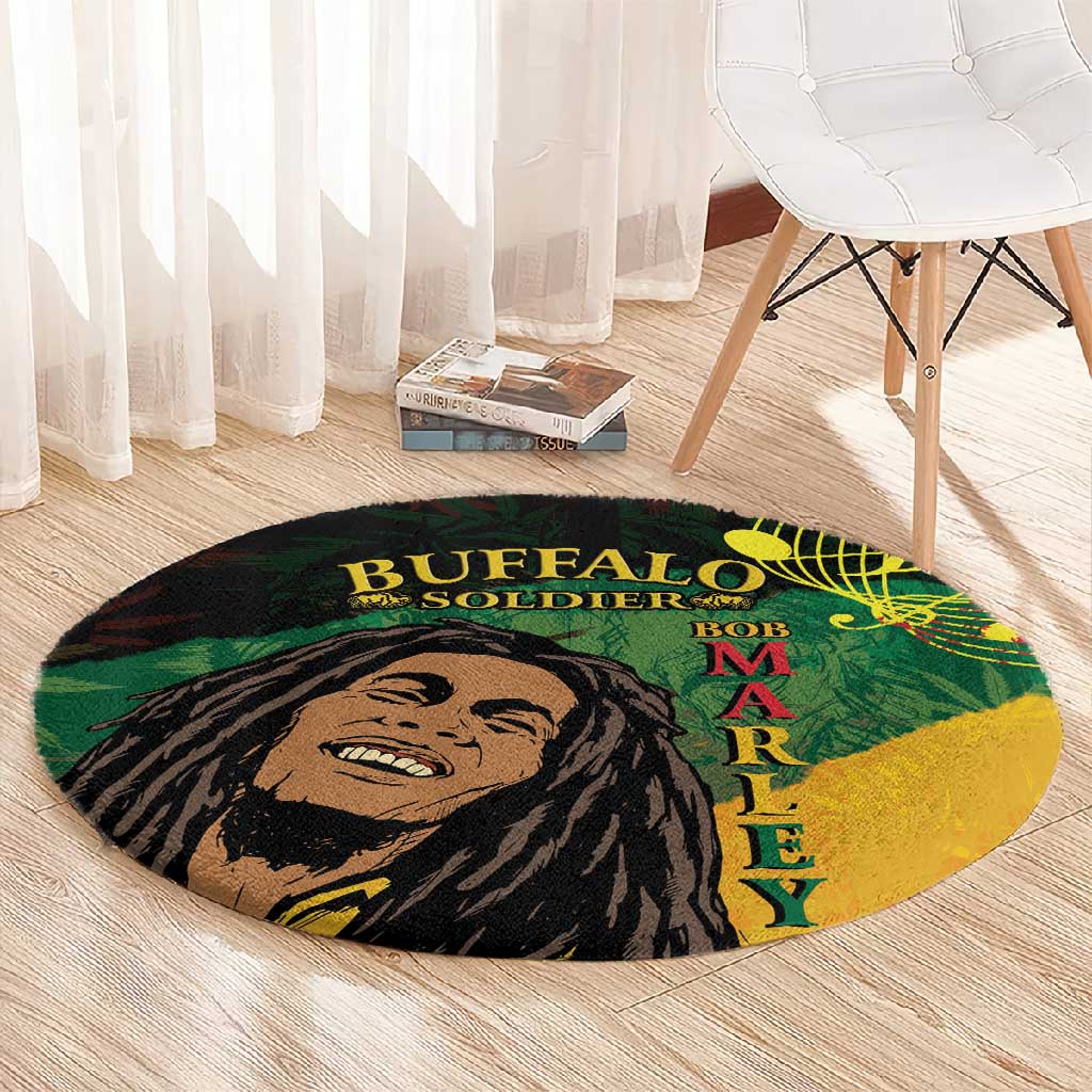 Afro Legend Bob Buffalo Soldier Round Carpet American Heroes Reggae Style