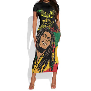 Afro Legend Bob Buffalo Soldier Short Sleeve Bodycon Dress American Heroes Reggae Style LT14