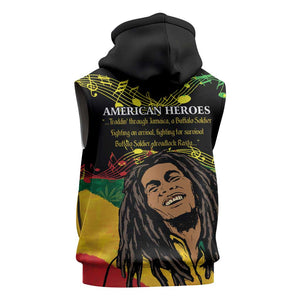 Afro Legend Bob Buffalo Soldier Sleeveless Hoodie American Heroes Reggae Style - African Pride