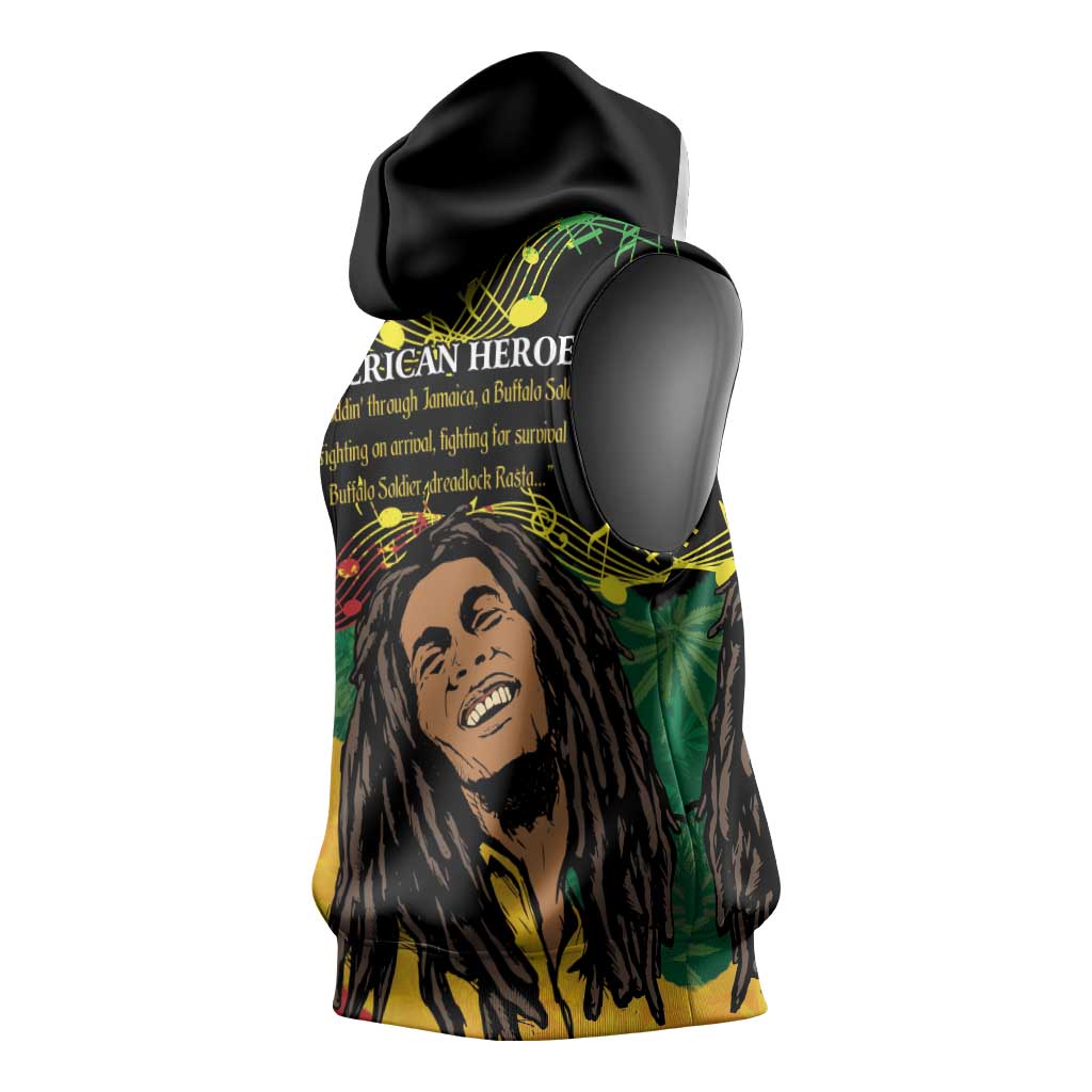 Afro Legend Bob Buffalo Soldier Sleeveless Hoodie American Heroes Reggae Style - African Pride
