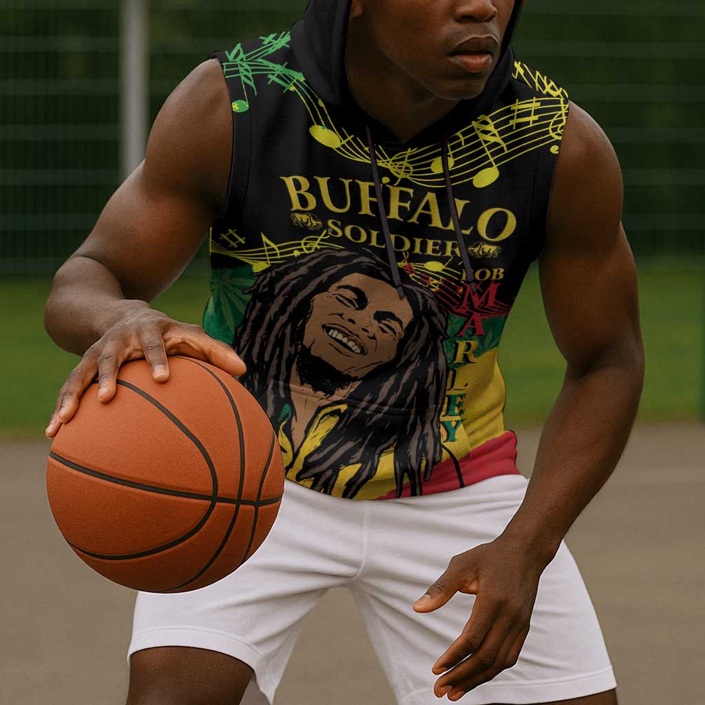 Afro Legend Bob Buffalo Soldier Sleeveless Hoodie American Heroes Reggae Style - African Pride
