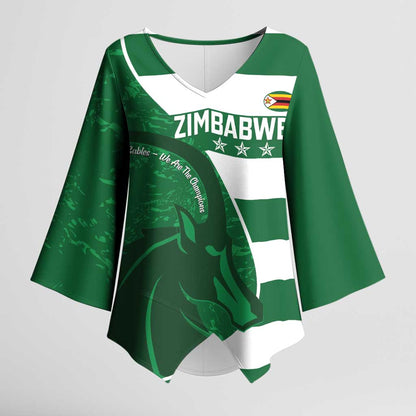 Zimbabwe Rugby Custom Kimono Sleeve Blouse Sables 3rd Champions Proud