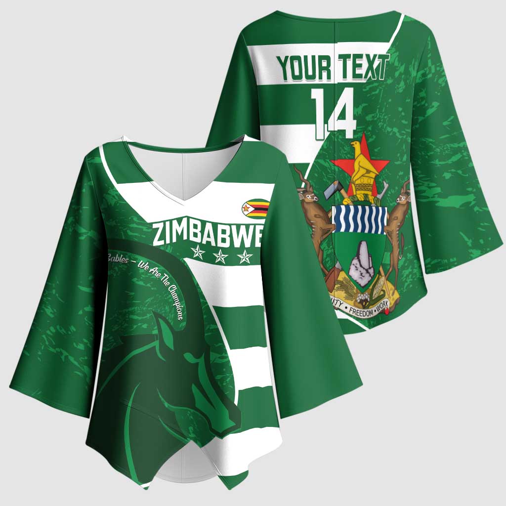 Zimbabwe Rugby Custom Kimono Sleeve Blouse Sables 3rd Champions Proud