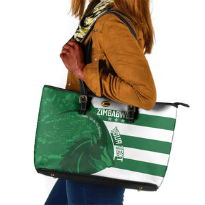 Zimbabwe Rugby Custom Leather Tote Bag Sables 3rd Champions Proud - African Pride
