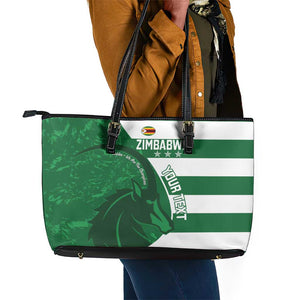 Zimbabwe Rugby Custom Leather Tote Bag Sables 3rd Champions Proud - African Pride