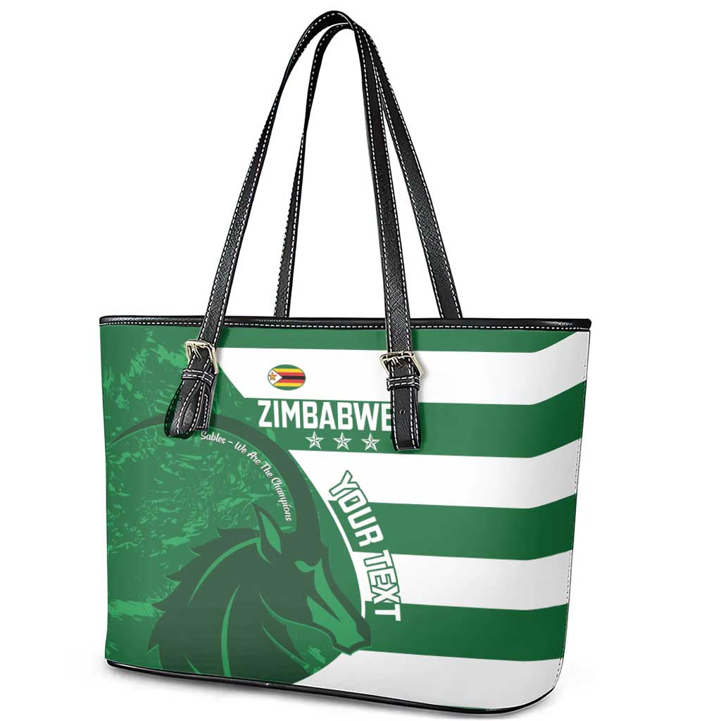 Zimbabwe Rugby Custom Leather Tote Bag Sables 3rd Champions Proud - African Pride