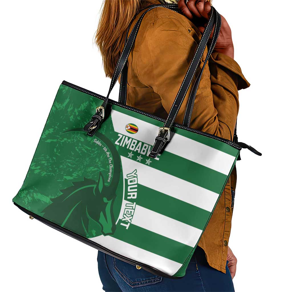 Zimbabwe Rugby Custom Leather Tote Bag Sables 3rd Champions Proud - African Pride