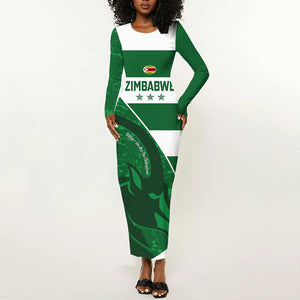 Zimbabwe Rugby Custom Long Sleeve Bodycon Dress Sables 3rd Champions Proud - African Pride