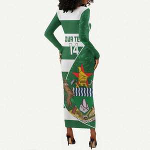 Zimbabwe Rugby Custom Long Sleeve Bodycon Dress Sables 3rd Champions Proud - African Pride