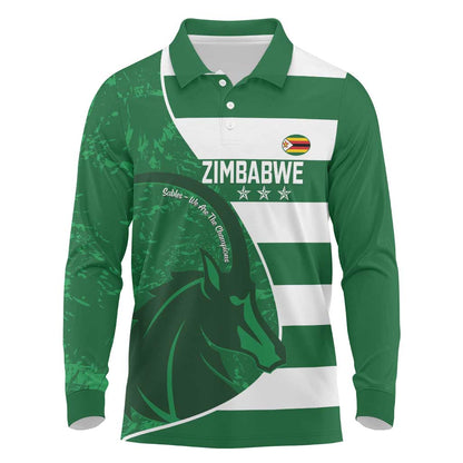Zimbabwe Rugby Custom Long Sleeve Polo Shirt Sables 3rd Champions Proud - African Pride