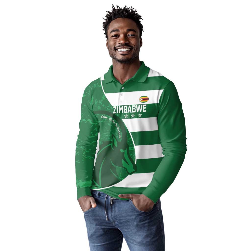 Zimbabwe Rugby Custom Long Sleeve Polo Shirt Sables 3rd Champions Proud - African Pride