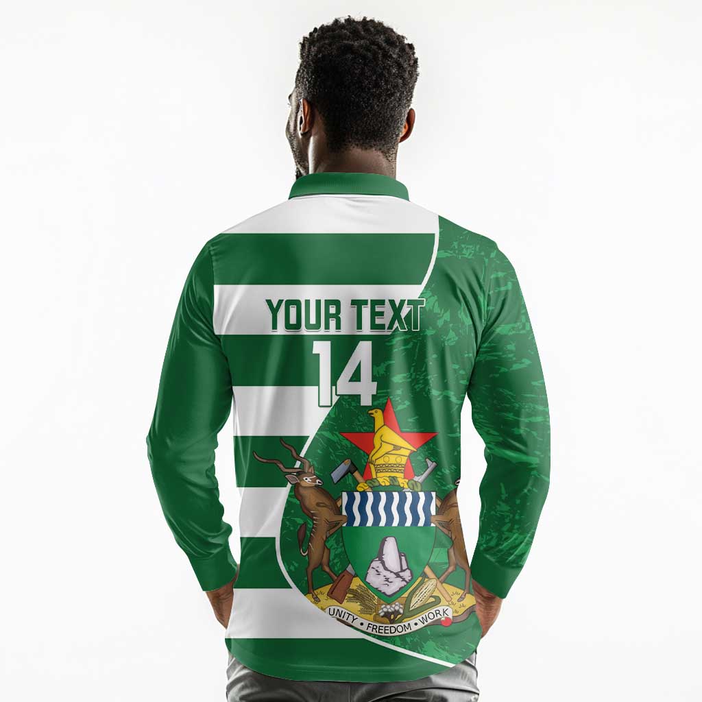 Zimbabwe Rugby Custom Long Sleeve Polo Shirt Sables 3rd Champions Proud - African Pride