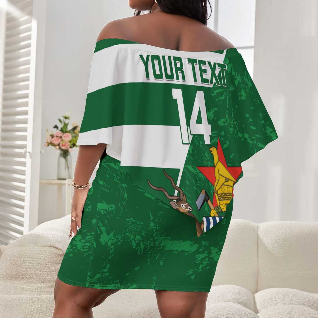 Zimbabwe Rugby Custom Off Shoulder Short Dress Sables 3rd Champions Proud - African Pride