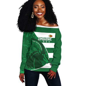 Zimbabwe Rugby Custom Off Shoulder Sweater Sables 3rd Champions Proud - African Pride