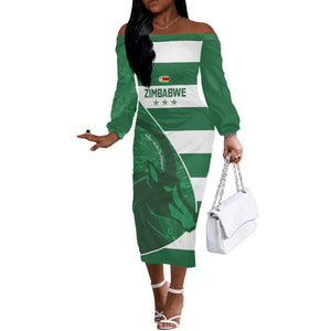 Zimbabwe Rugby Custom Off The Shoulder Long Sleeve Dress Sables 3rd Champions Proud - African Pride