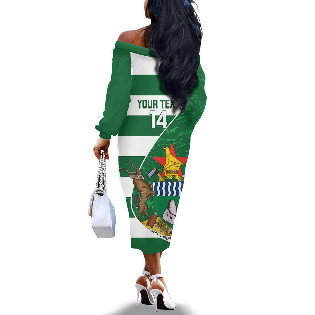Zimbabwe Rugby Custom Off The Shoulder Long Sleeve Dress Sables 3rd Champions Proud - African Pride