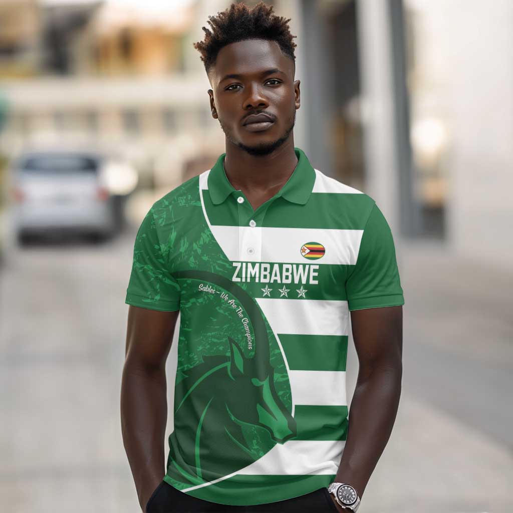 Zimbabwe Rugby Custom Polo Shirt Sables 3rd Champions Proud - African Pride