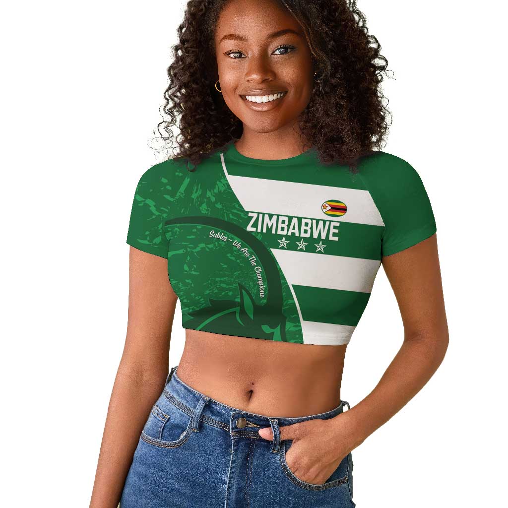 Zimbabwe Rugby Custom Raglan Cropped T shirt Sables 3rd Champions Proud - African Pride