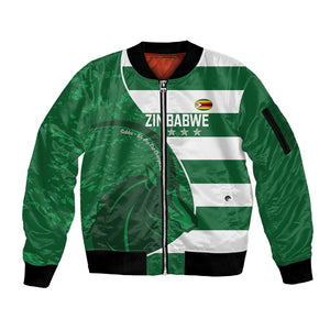Zimbabwe Rugby Custom Sleeve Zip Bomber Jacket Sables 3rd Champions Proud - African Pride