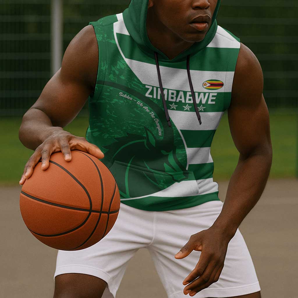Zimbabwe Rugby Custom Sleeveless Hoodie Sables 3rd Champions Proud - African Pride