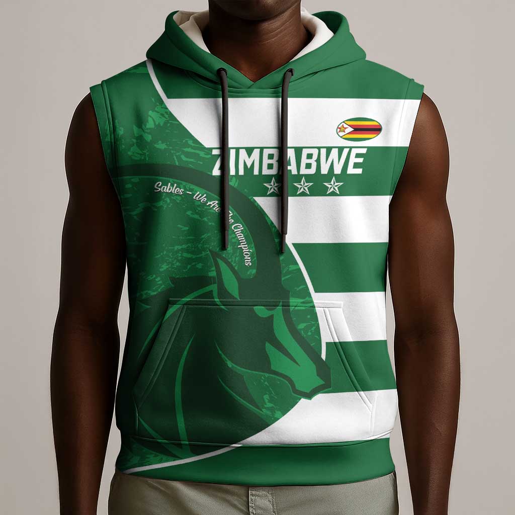 Zimbabwe Rugby Custom Sleeveless Hoodie Sables 3rd Champions Proud - African Pride