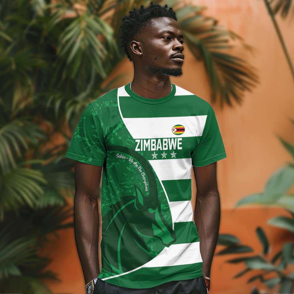 Zimbabwe Rugby Custom T shirt Sables 3rd Champions Proud - African Pride