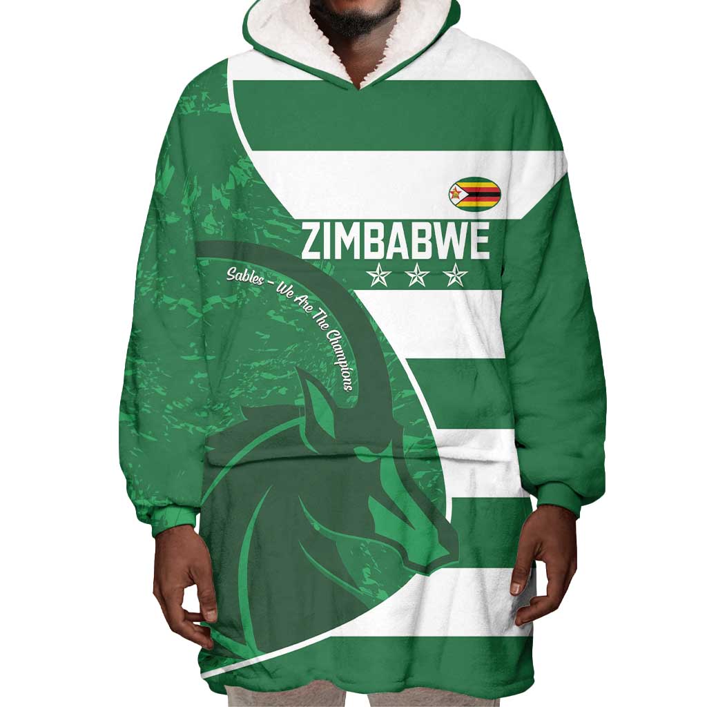 Zimbabwe Rugby Custom Wearable Blanket Hoodie Sables 3rd Champions Proud - African Pride