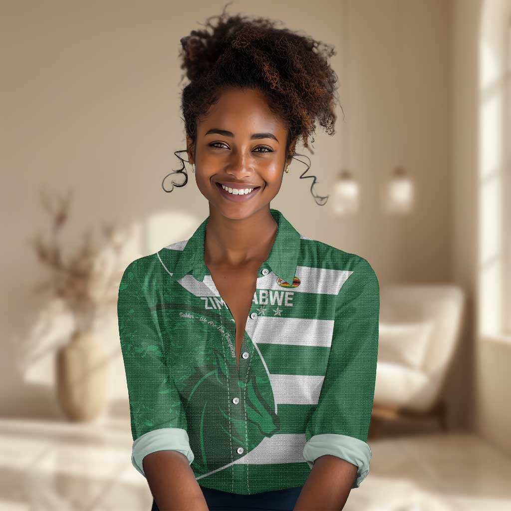 Zimbabwe Rugby Custom Women Casual Shirt Sables 3rd Champions Proud - African Pride
