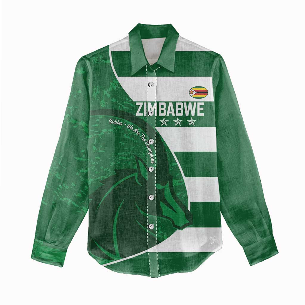 Zimbabwe Rugby Custom Women Casual Shirt Sables 3rd Champions Proud - African Pride