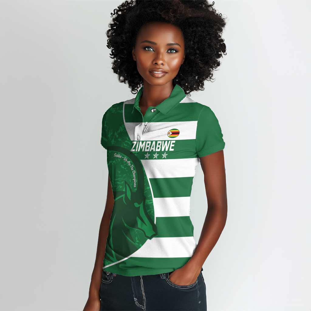 Zimbabwe Rugby Custom Women Polo Shirt Sables 3rd Champions Proud - African Pride