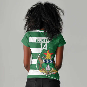 Zimbabwe Rugby Custom Women V-Neck T-Shirt Sables 3rd Champions Proud - African Pride