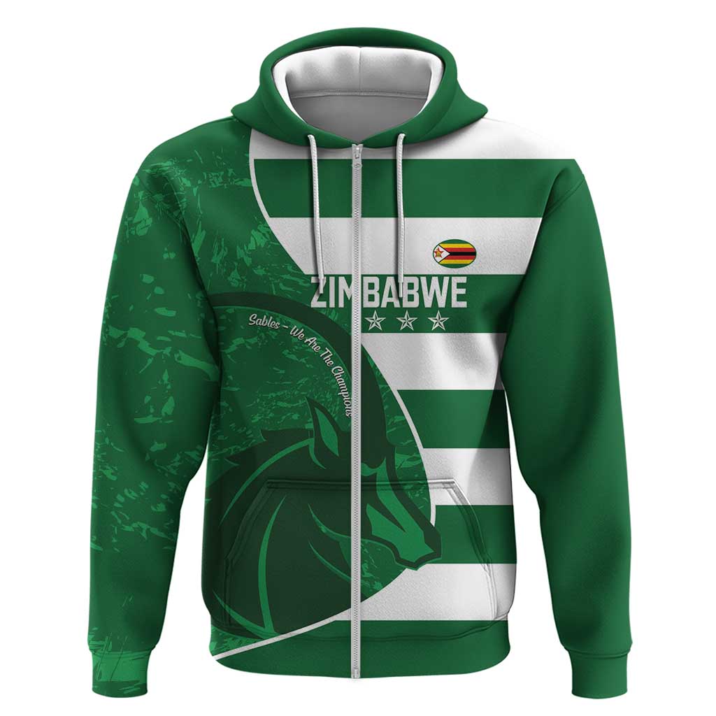 Zimbabwe Rugby Custom Zip Hoodie Sables 3rd Champions Proud - African Pride