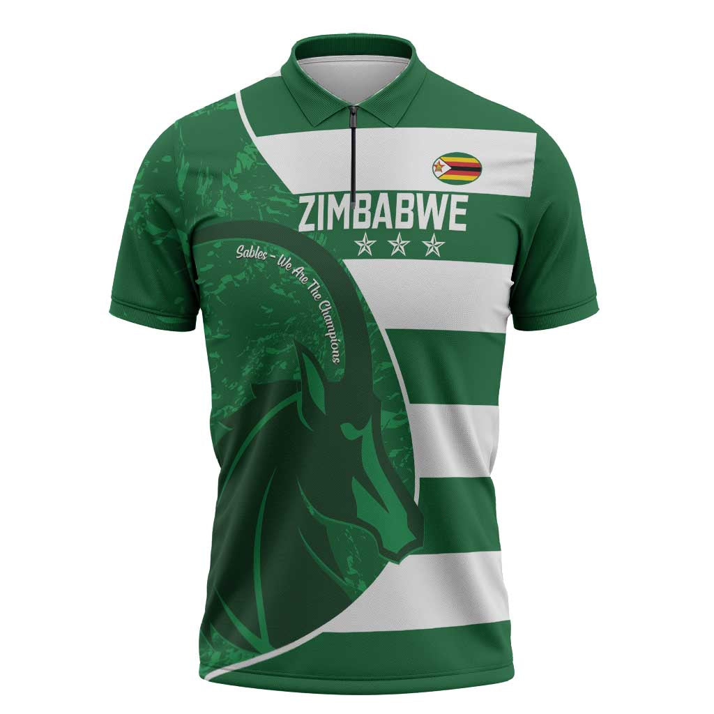 Zimbabwe Rugby Custom Zipper Polo Shirt Sables 3rd Champions Proud by ...