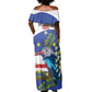 Cape Verde Off Shoulder Maxi Dress Grey-Headed Kingfisher Mix Honey Locust