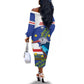 Cape Verde Off The Shoulder Long Sleeve Dress Grey-Headed Kingfisher Mix Honey Locust
