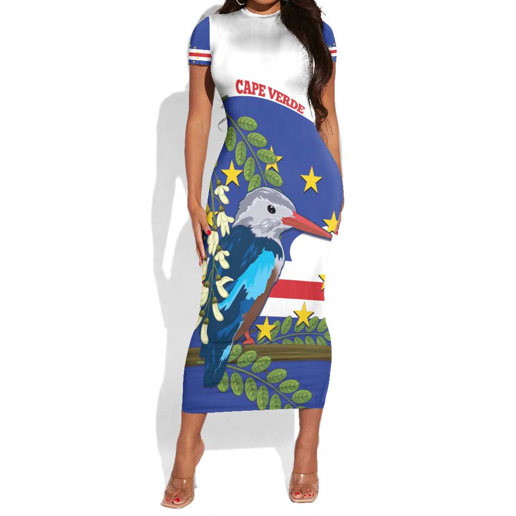Cape Verde Short Sleeve Bodycon Dress Grey-Headed Kingfisher Mix Honey Locust LT14