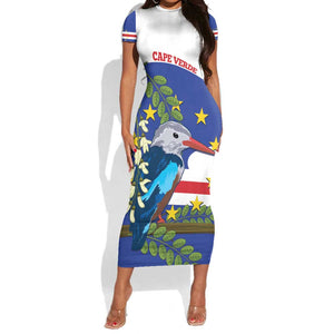 Cape Verde Short Sleeve Bodycon Dress Grey-Headed Kingfisher Mix Honey Locust LT14
