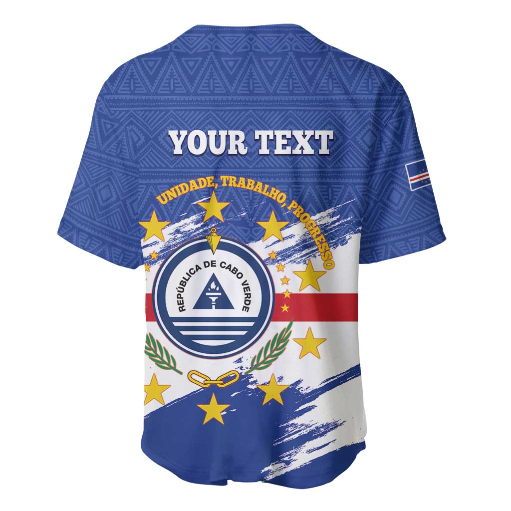 Personalized Cape Verde Baseball Jersey Coat Of Arms - African Pattern