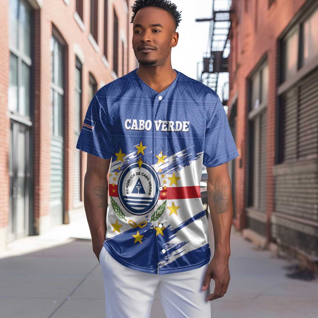 Personalized Cape Verde Baseball Jersey Coat Of Arms - African Pattern