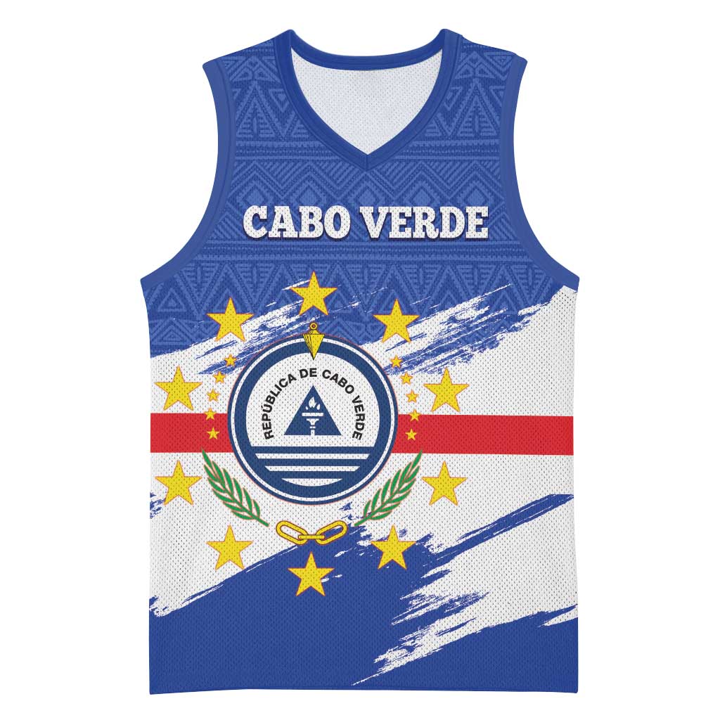 Personalized Cape Verde Basketball Jersey Coat Of Arms - African Pattern - African Pride