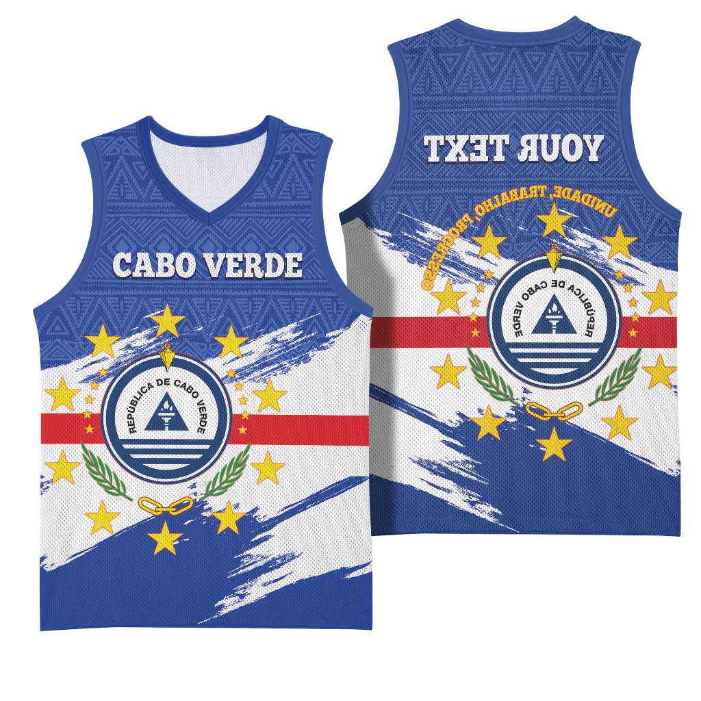 Personalized Cape Verde Basketball Jersey Coat Of Arms - African Pattern - African Pride