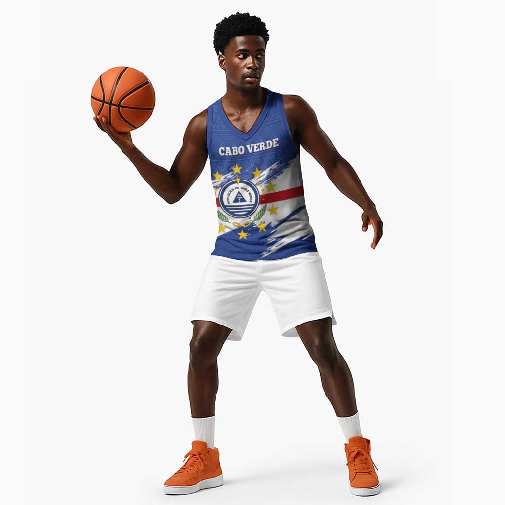 Personalized Cape Verde Basketball Jersey Coat Of Arms - African Pattern - African Pride