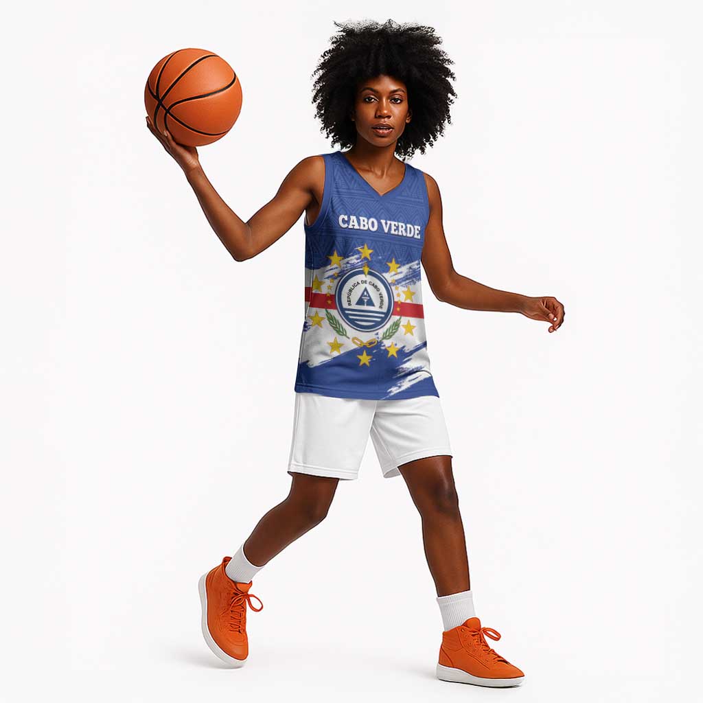 Personalized Cape Verde Basketball Jersey Coat Of Arms - African Pattern - African Pride