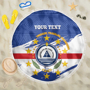 Personalized Cape Verde Beach Blanket Coat Of Arms - African Pattern