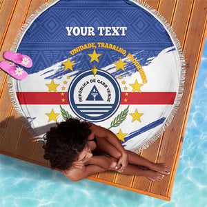 Personalized Cape Verde Beach Blanket Coat Of Arms - African Pattern