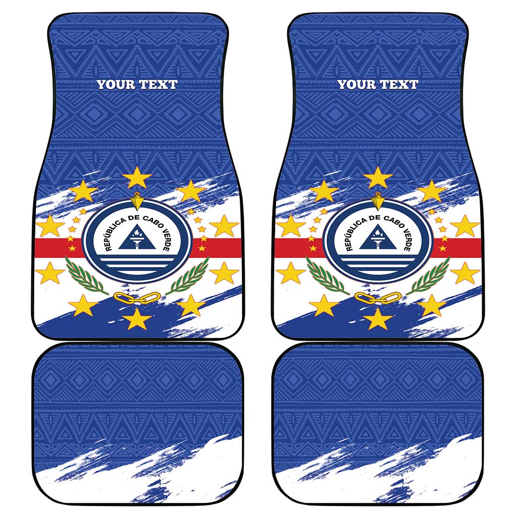 Personalized Cape Verde Car Mats Coat Of Arms - African Pattern