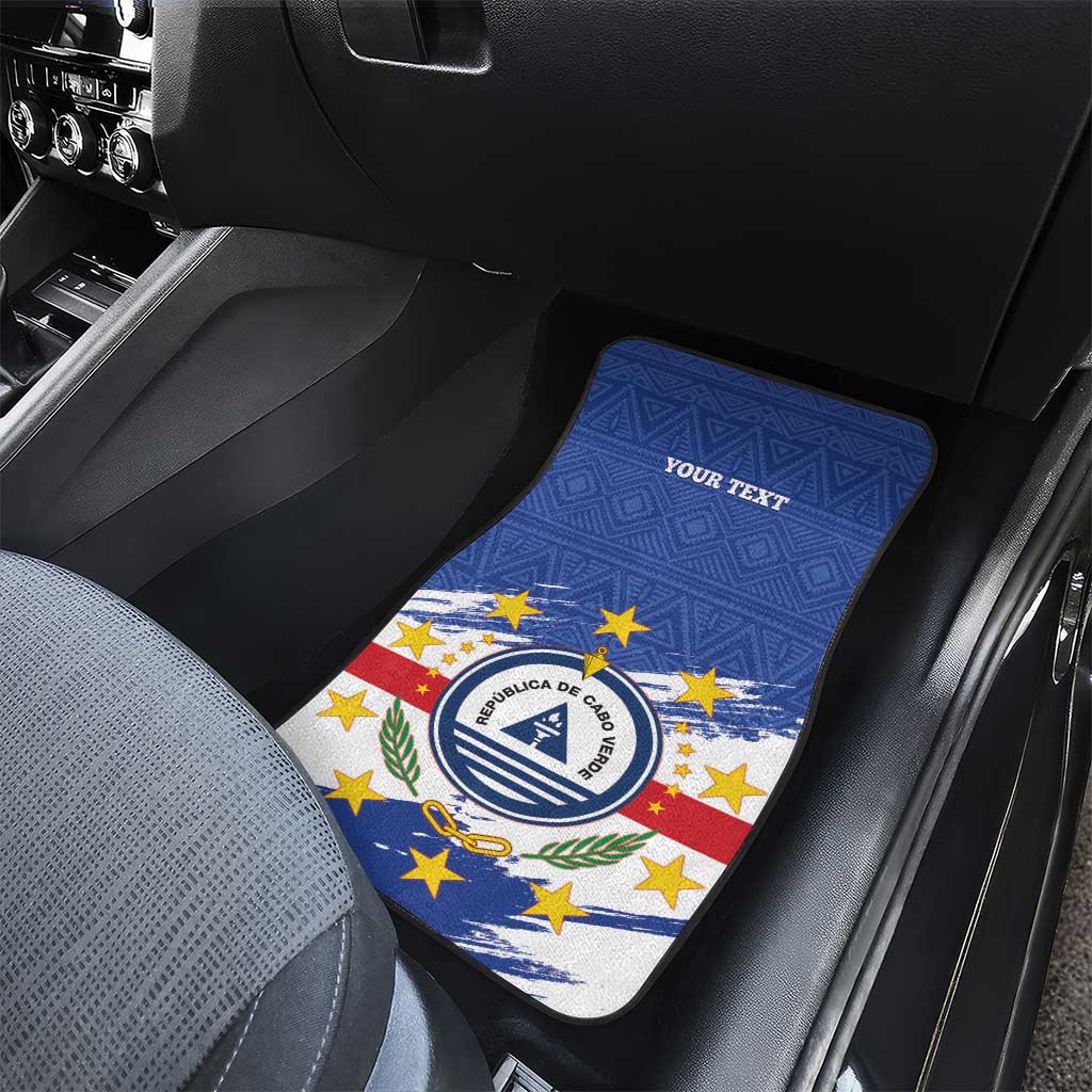 Personalized Cape Verde Car Mats Coat Of Arms - African Pattern